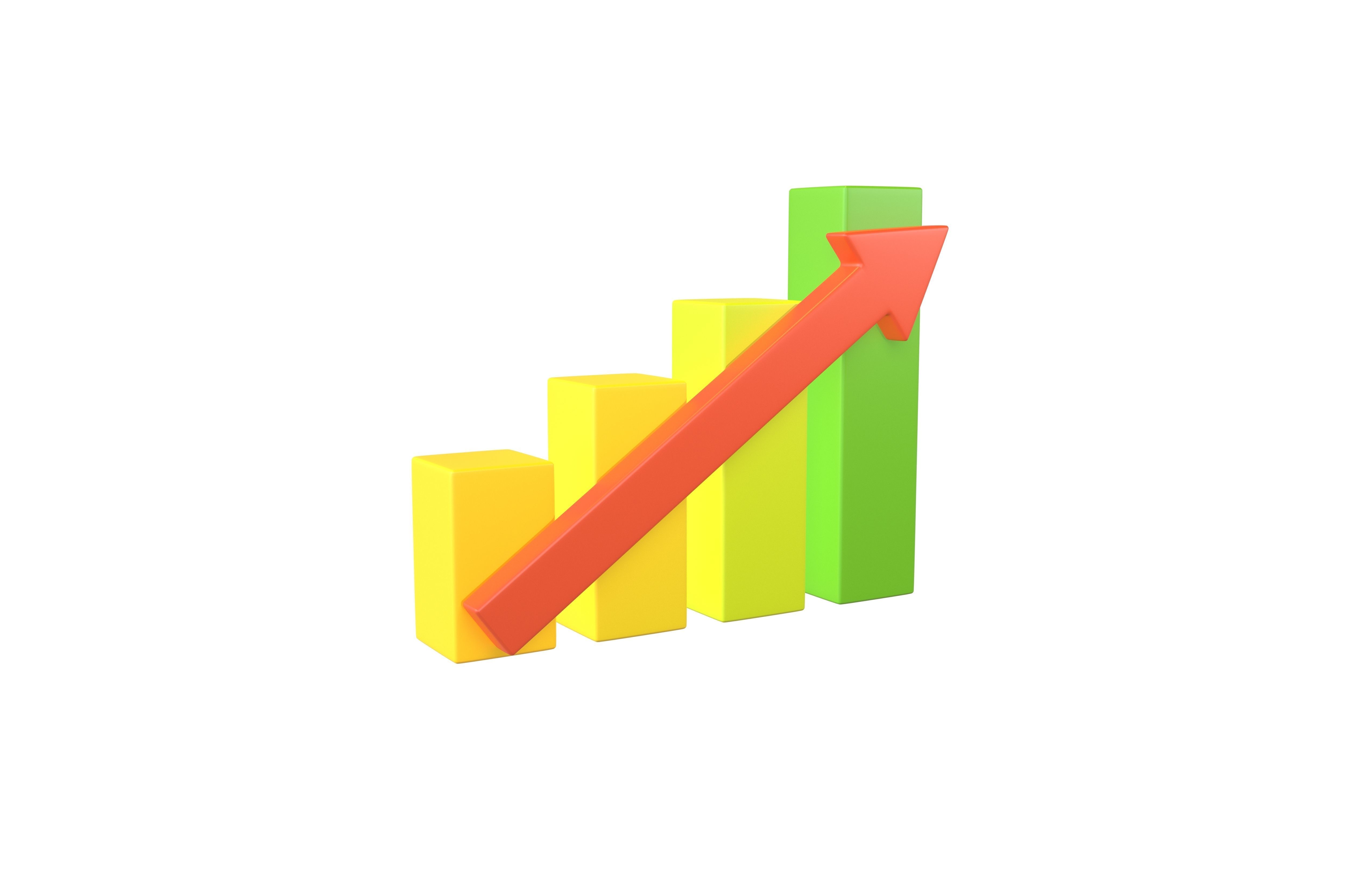 Bar Chart Increase Icon v2 004 Low-poly 3D model_1