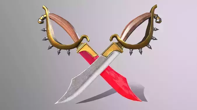 Knife 2 two swords Low-poly 3D model