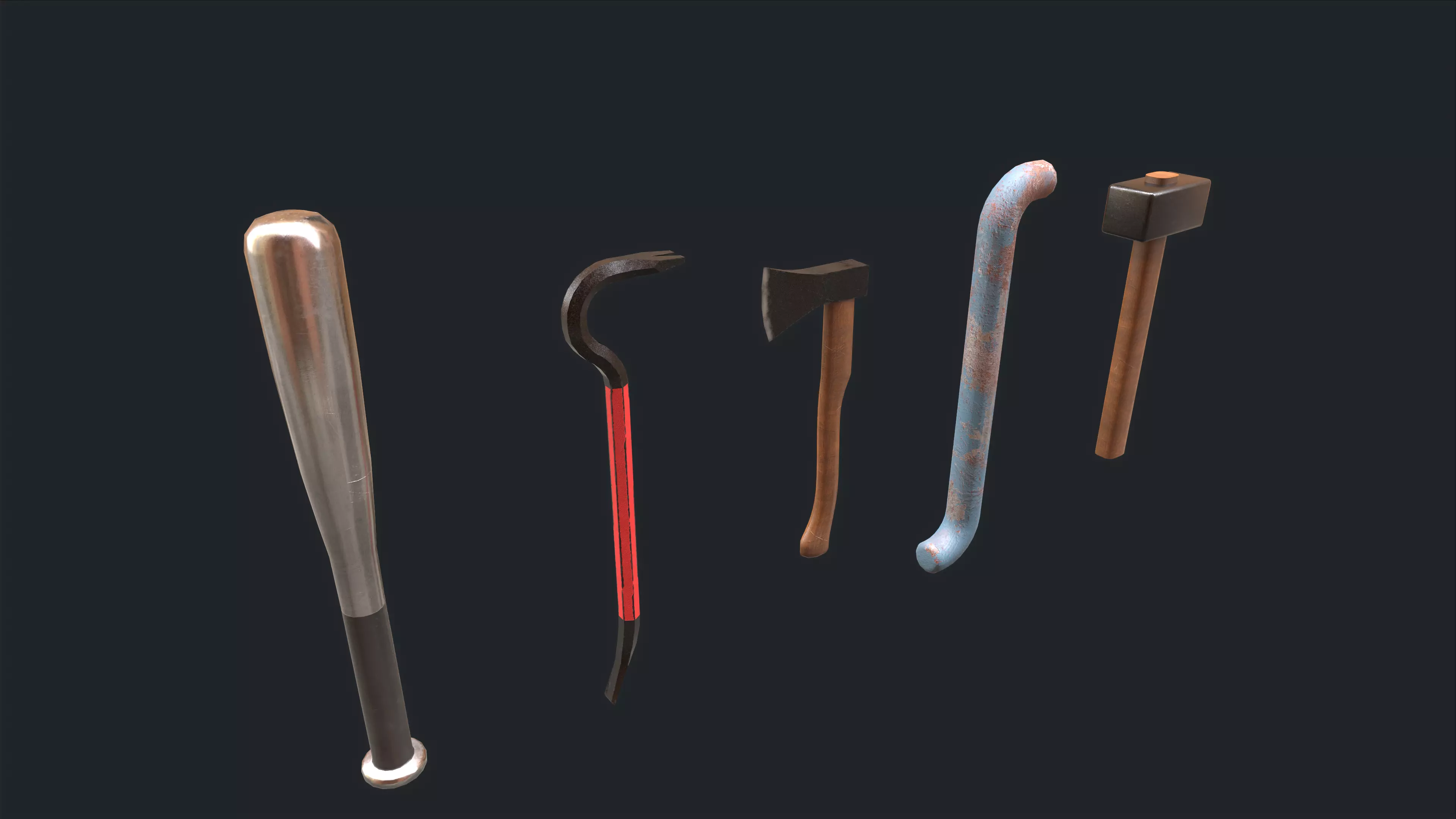 PBR melee weapons game ready Low-poly 3D model_0