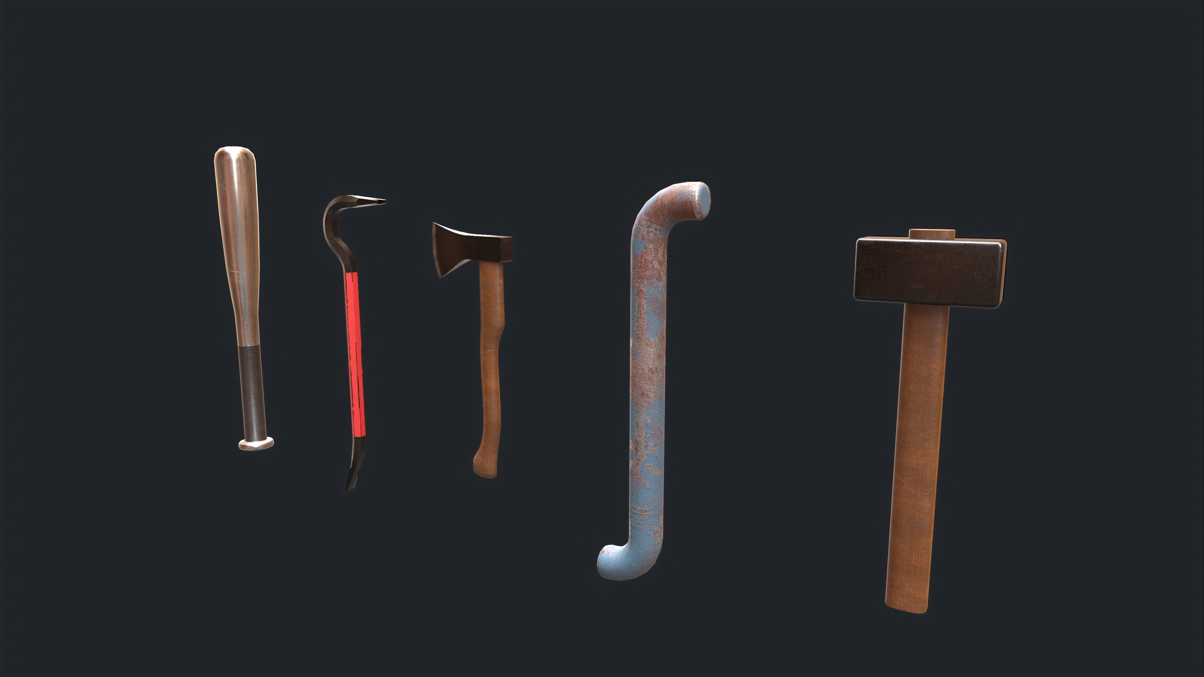 PBR melee weapons game ready Low-poly 3D model_2