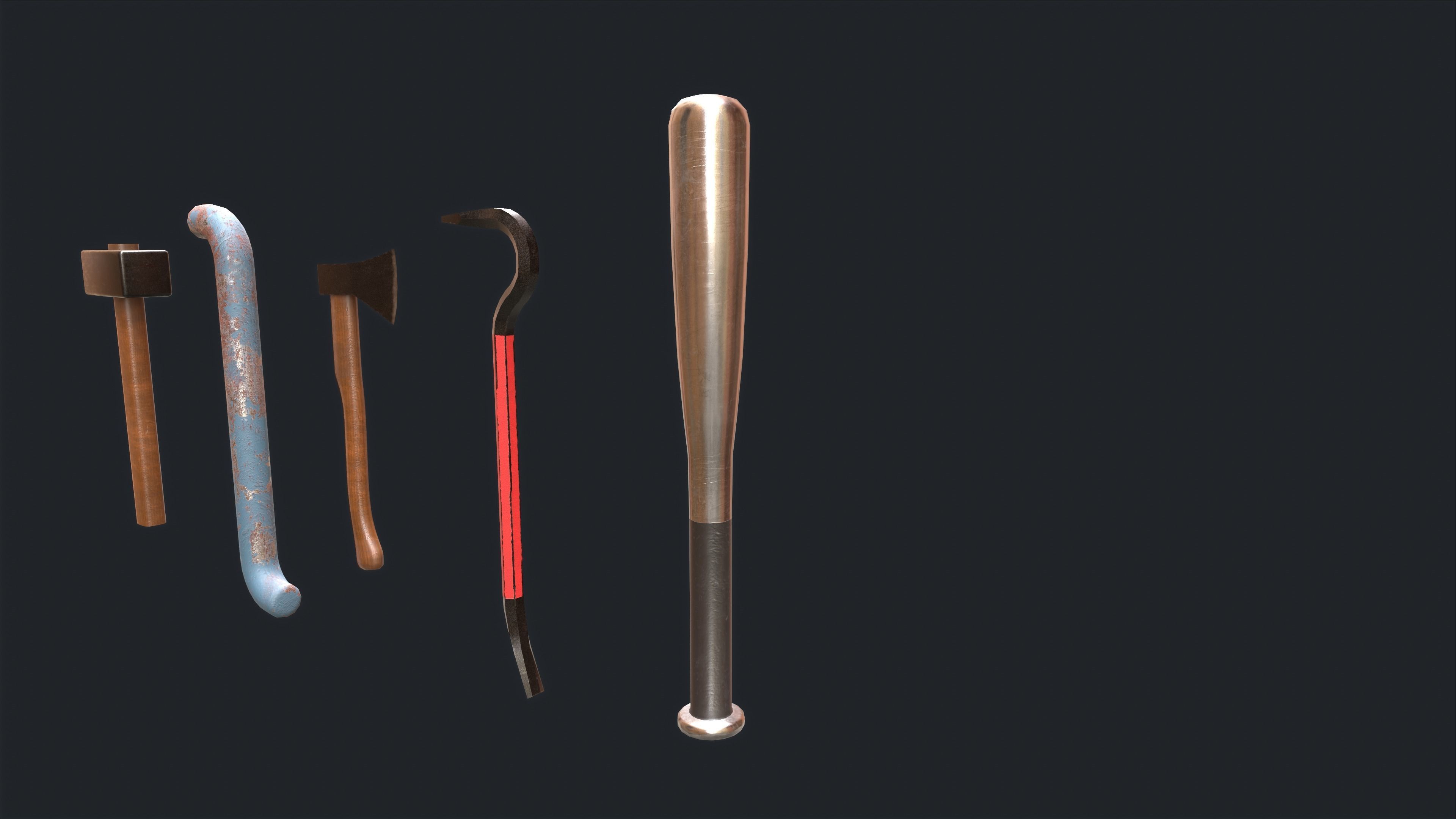 PBR melee weapons game ready Low-poly 3D model_3