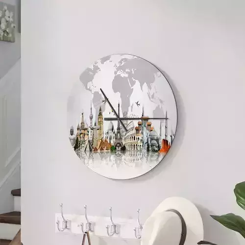 Oversized Famous Monuments Across World Wall Clock Free 3D model