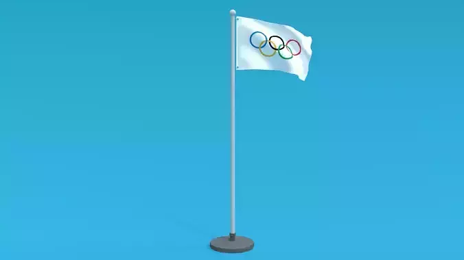 Low Poly Seamless Animated Olympic Flag Low-poly 3D model