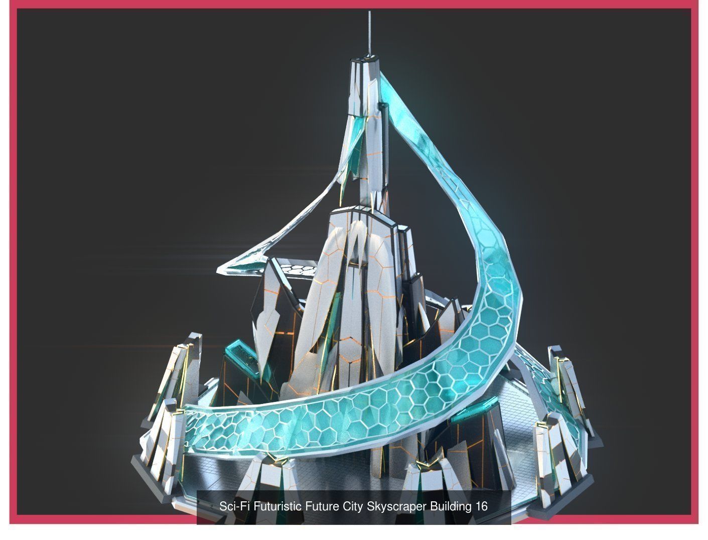 Sci-Fi Futuristic Future Fantasy City Building Pack Bundle 3D Model Collection_47