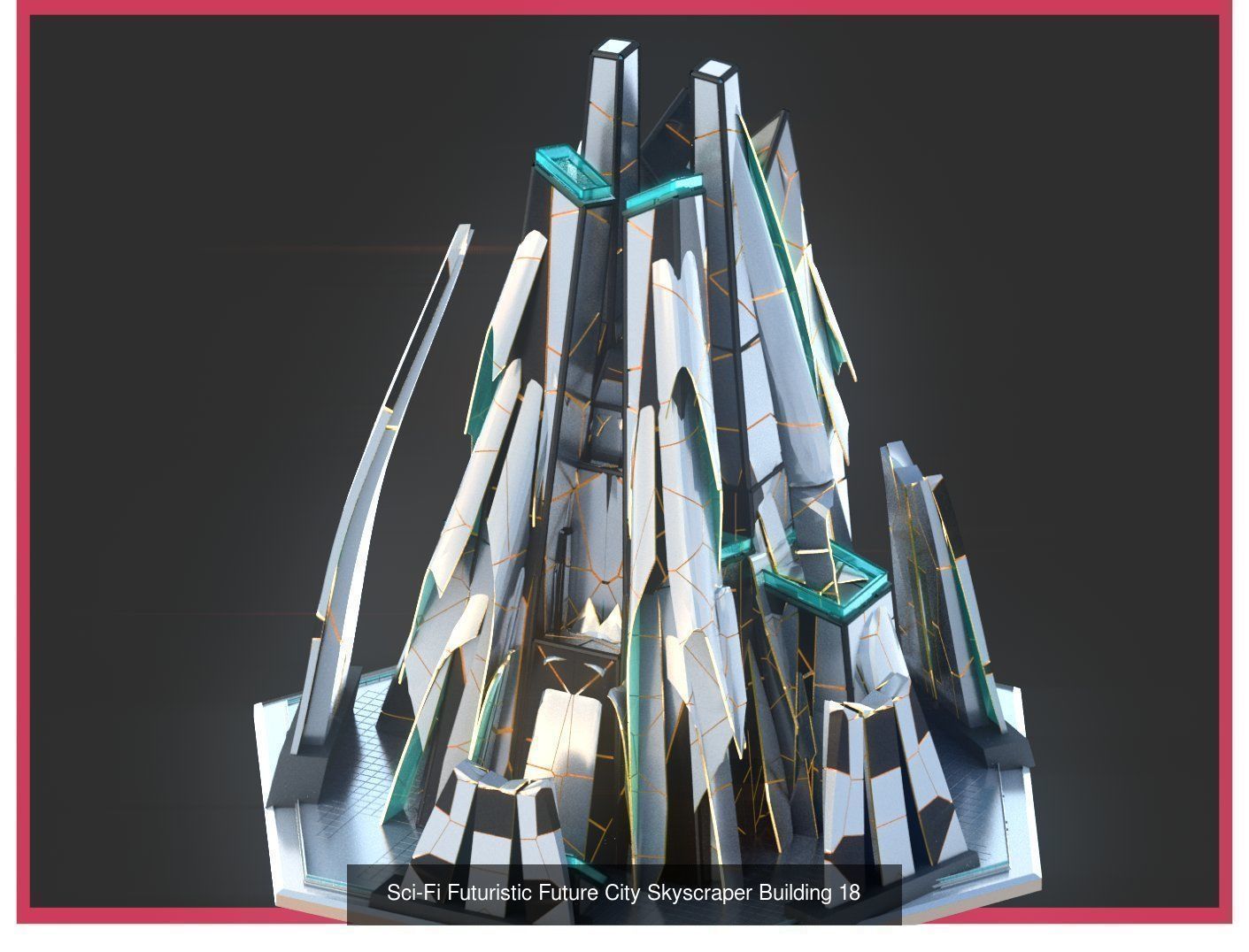 Sci-Fi Futuristic Future Fantasy City Building Pack Bundle 3D Model Collection_45