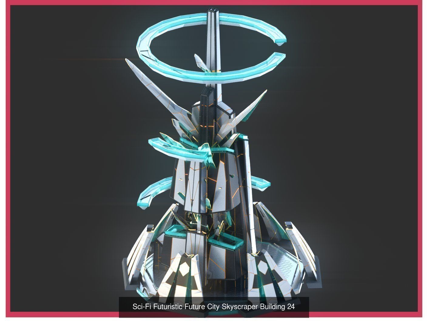 Sci-Fi Futuristic Future Fantasy City Building Pack Bundle 3D Model Collection_39