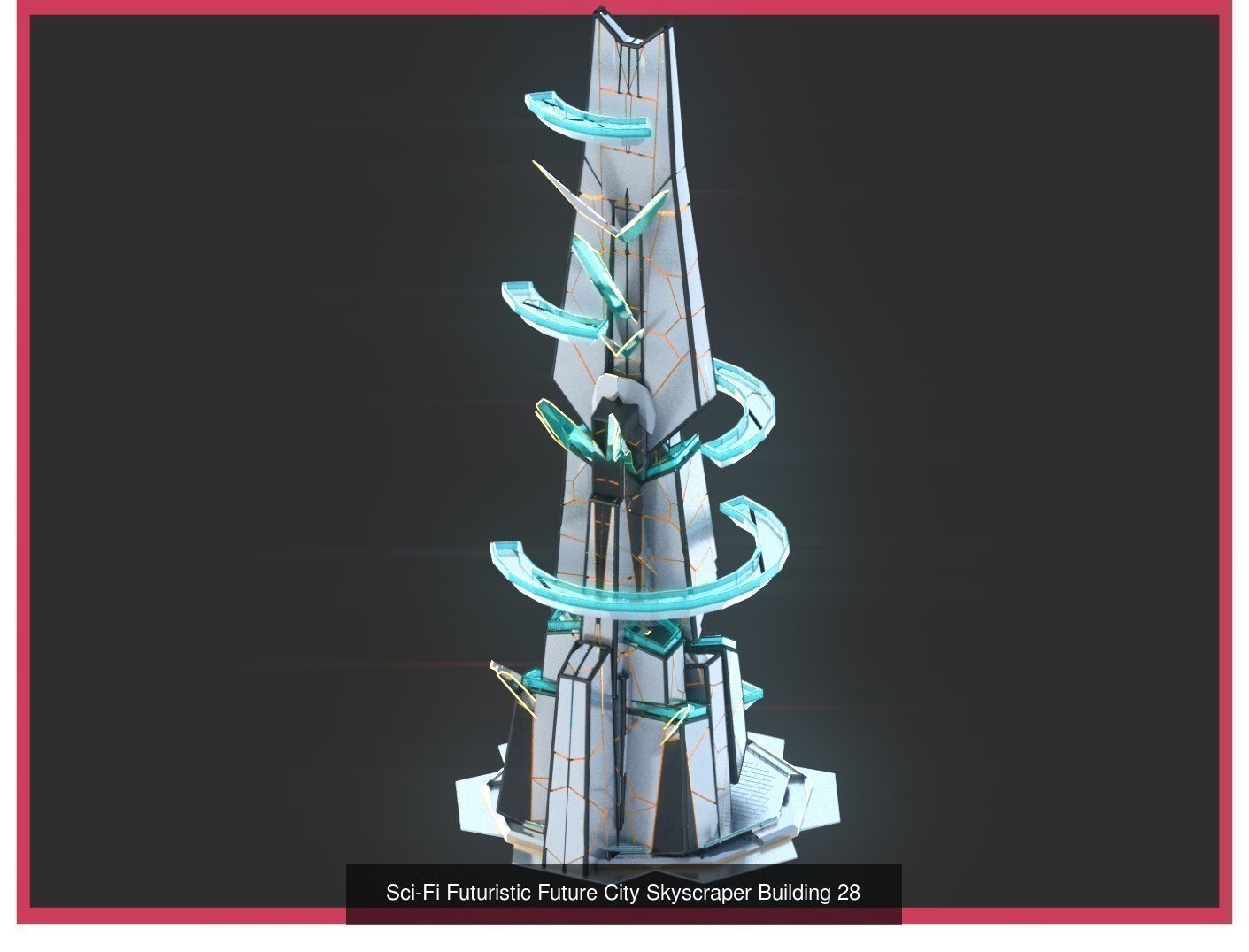 Sci-Fi Futuristic Future Fantasy City Building Pack Bundle 3D Model Collection_35