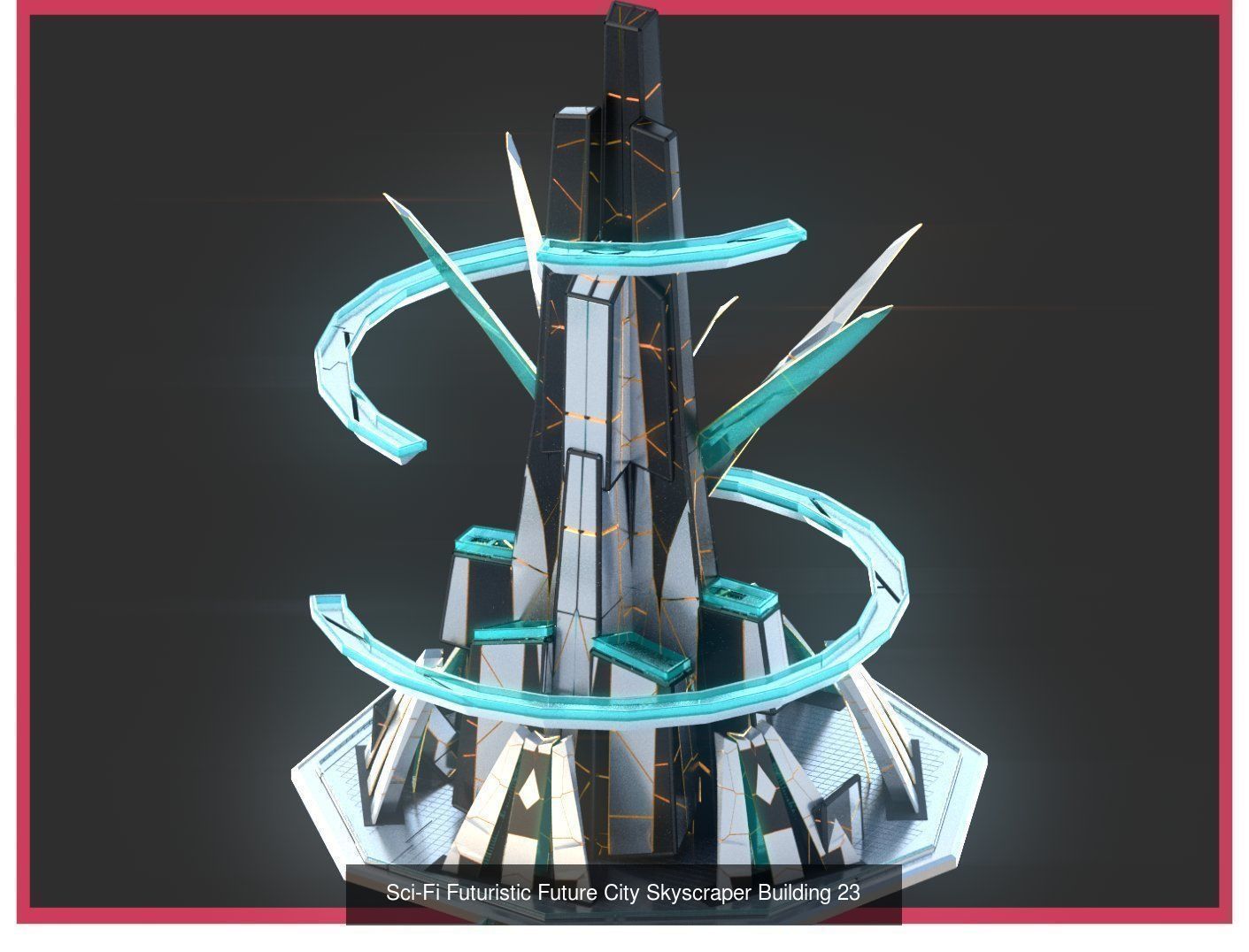 Sci-Fi Futuristic Future Fantasy City Building Pack Bundle 3D Model Collection_40