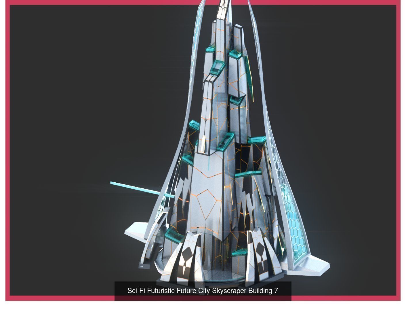 Sci-Fi Futuristic Future Fantasy City Building Pack Bundle 3D Model Collection_56