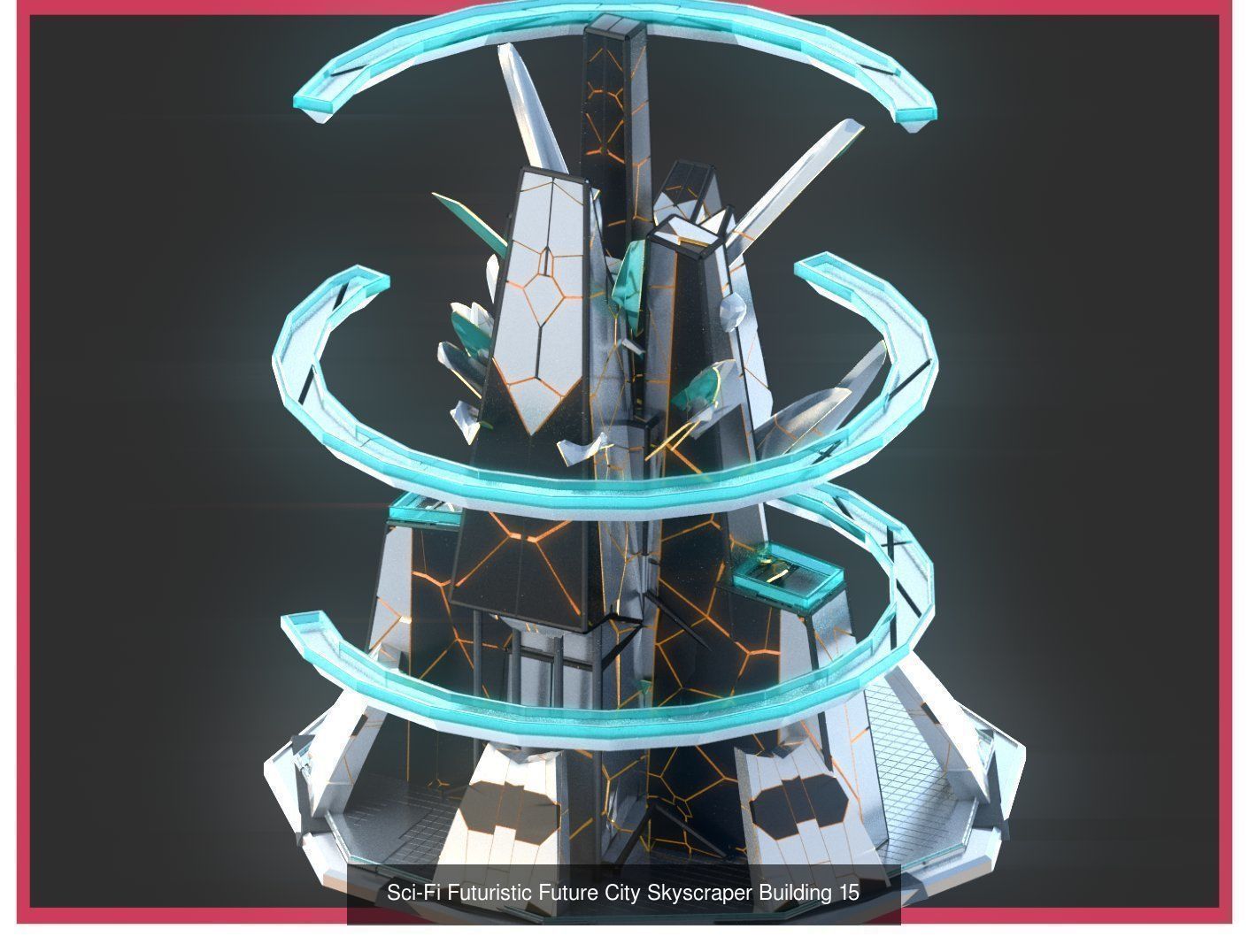 Sci-Fi Futuristic Future Fantasy City Building Pack Bundle 3D Model Collection_48