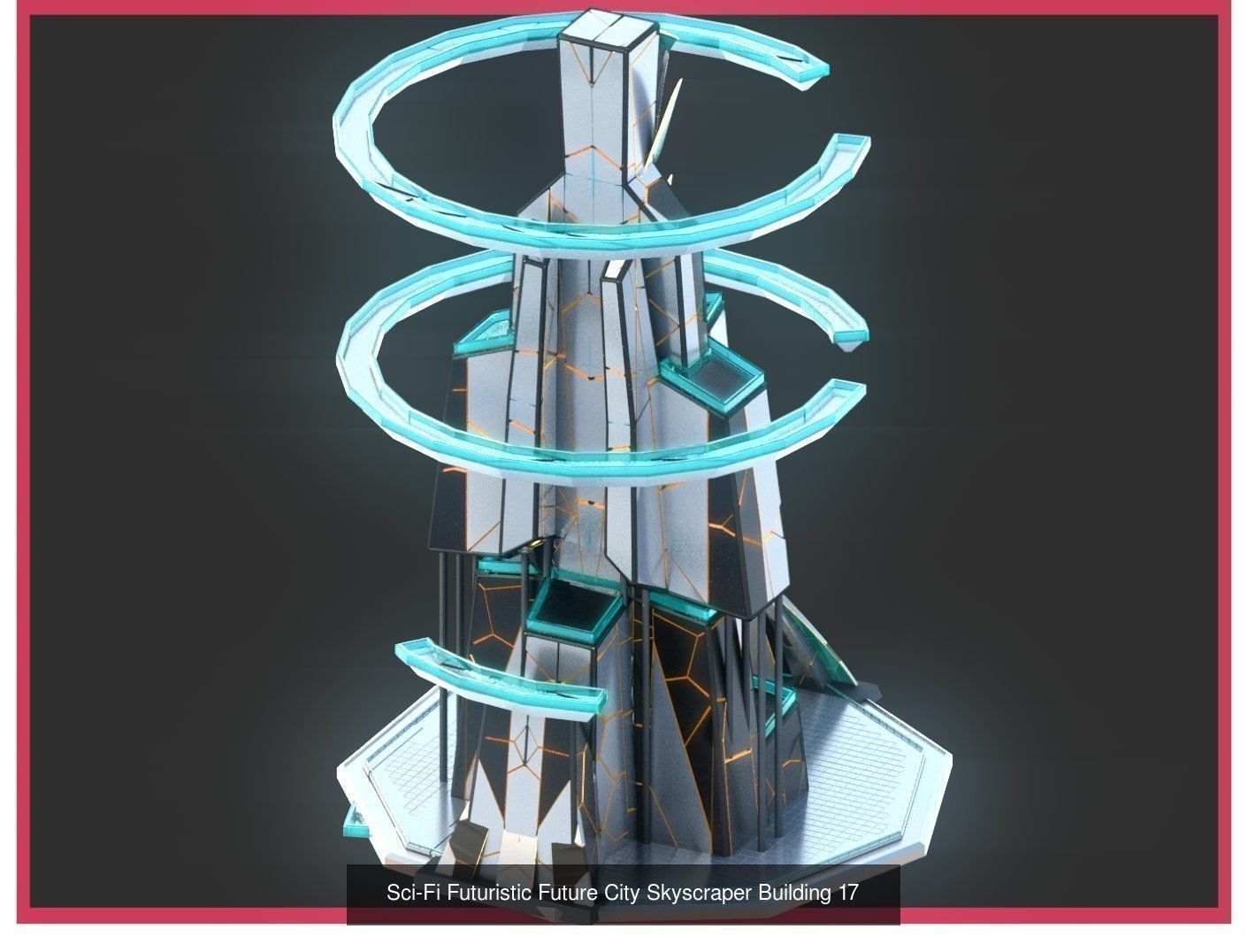 Sci-Fi Futuristic Future Fantasy City Building Pack Bundle 3D Model Collection_46