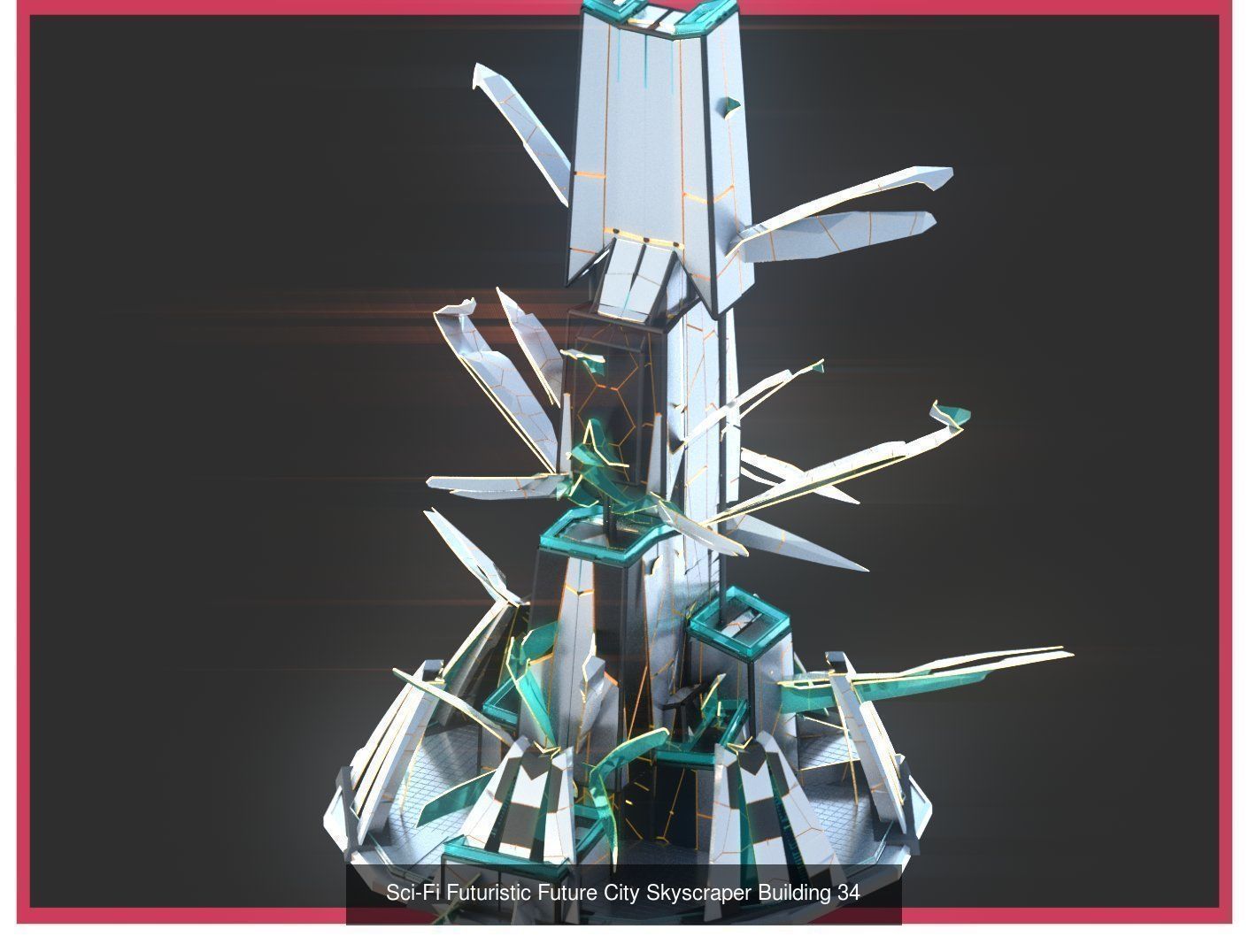 Sci-Fi Futuristic Future Fantasy City Building Pack Bundle 3D Model Collection_29