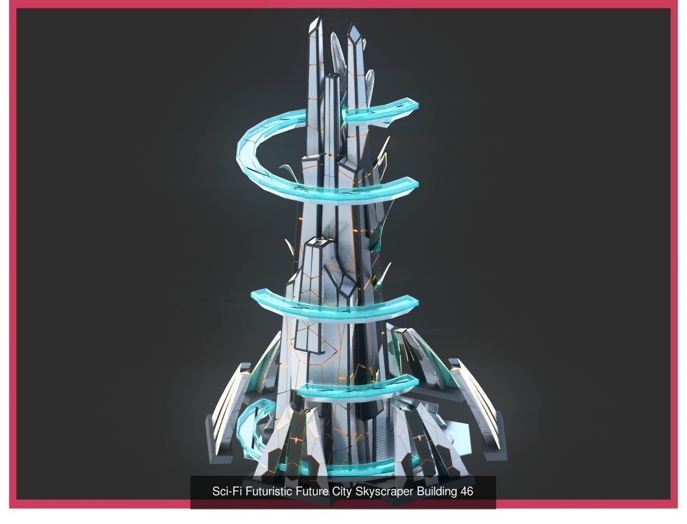 Sci-Fi Futuristic Future Fantasy City Building Pack Bundle 3D Model Collection_17