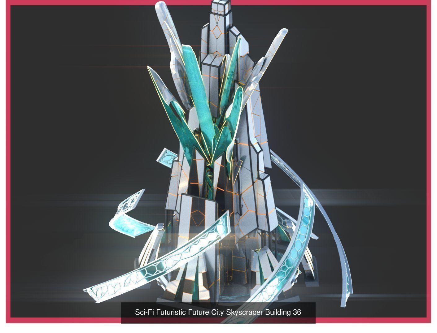 Sci-Fi Futuristic Future Fantasy City Building Pack Bundle 3D Model Collection_27