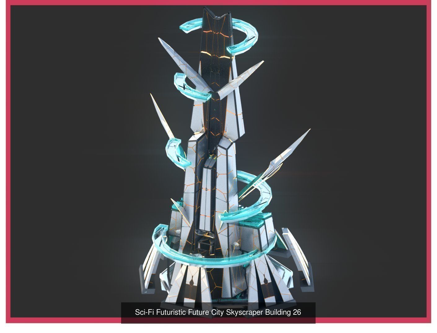 Sci-Fi Futuristic Future Fantasy City Building Pack Bundle 3D Model Collection_37