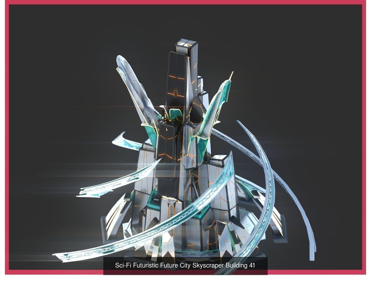 Sci-Fi Futuristic Future Fantasy City Building Pack Bundle 3D Model Collection_22