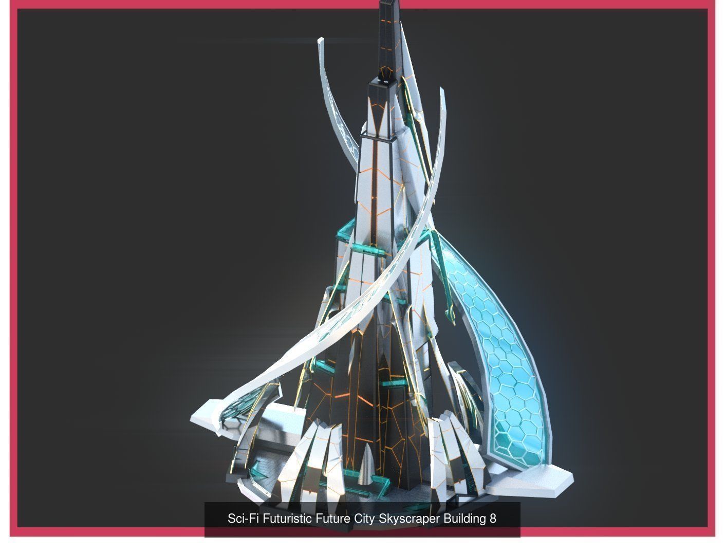 Sci-Fi Futuristic Future Fantasy City Building Pack Bundle 3D Model Collection_55