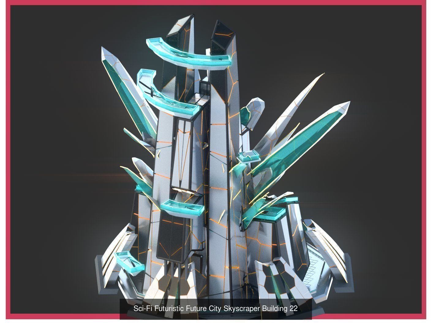 Sci-Fi Futuristic Future Fantasy City Building Pack Bundle 3D Model Collection_41