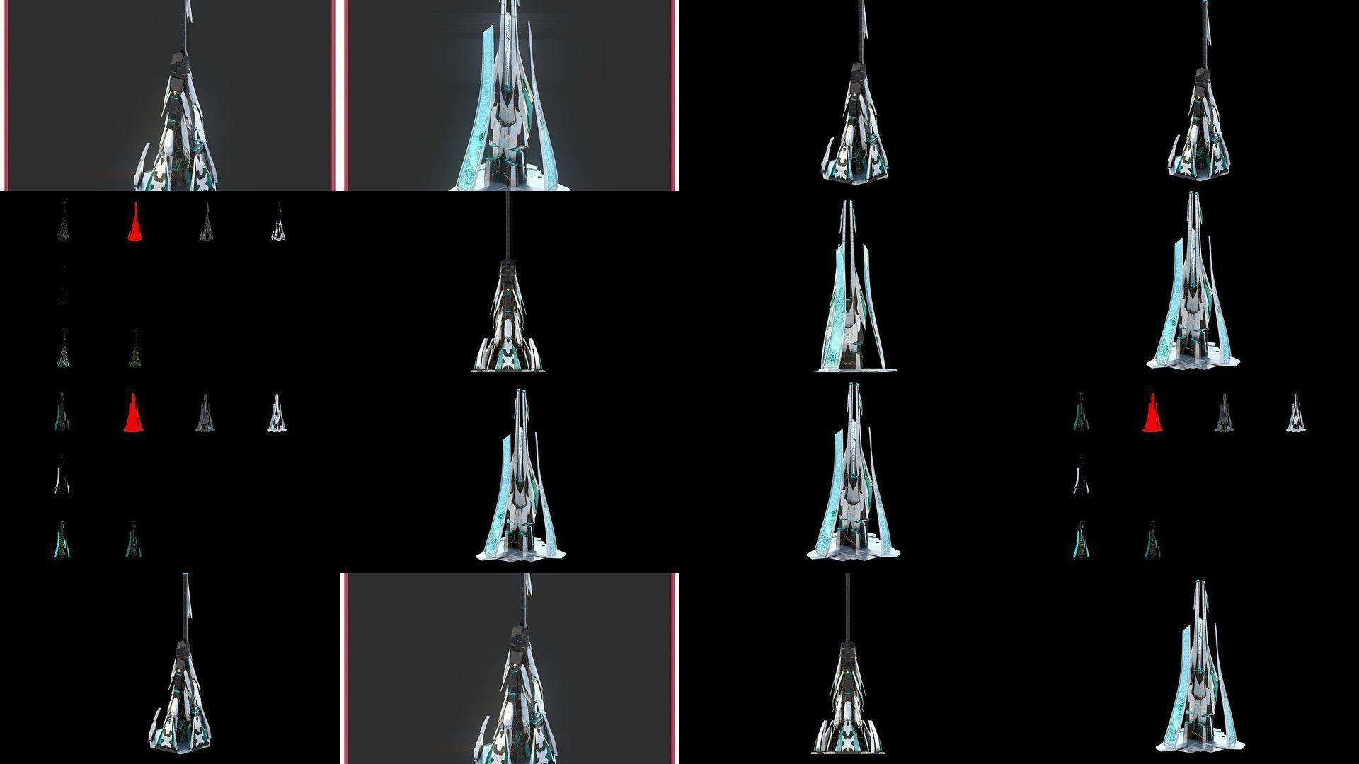 Sci-Fi Futuristic Future Fantasy City Building Pack Bundle 3D Model Collection_12