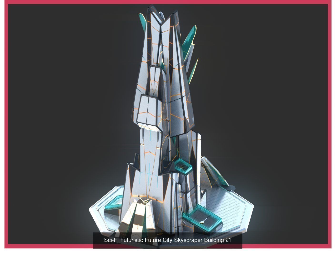 Sci-Fi Futuristic Future Fantasy City Building Pack Bundle 3D Model Collection_42