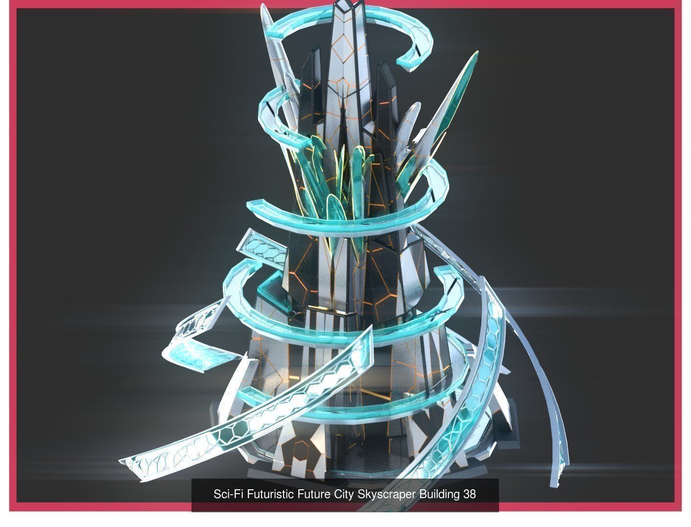 Sci-Fi Futuristic Future Fantasy City Building Pack Bundle 3D Model Collection_25