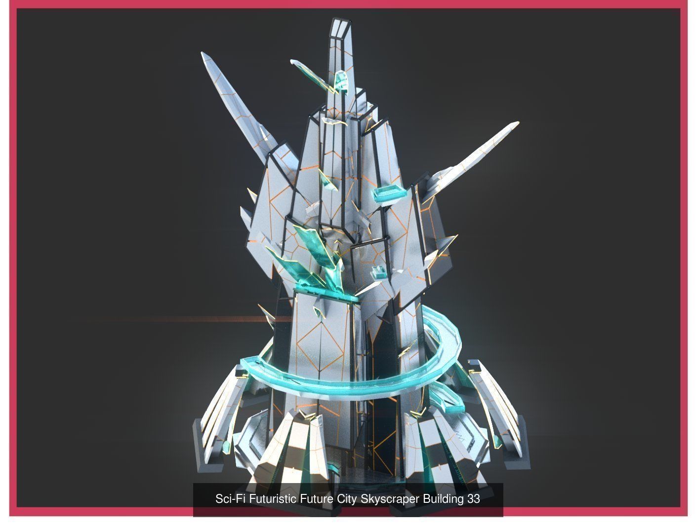 Sci-Fi Futuristic Future Fantasy City Building Pack Bundle 3D Model Collection_30