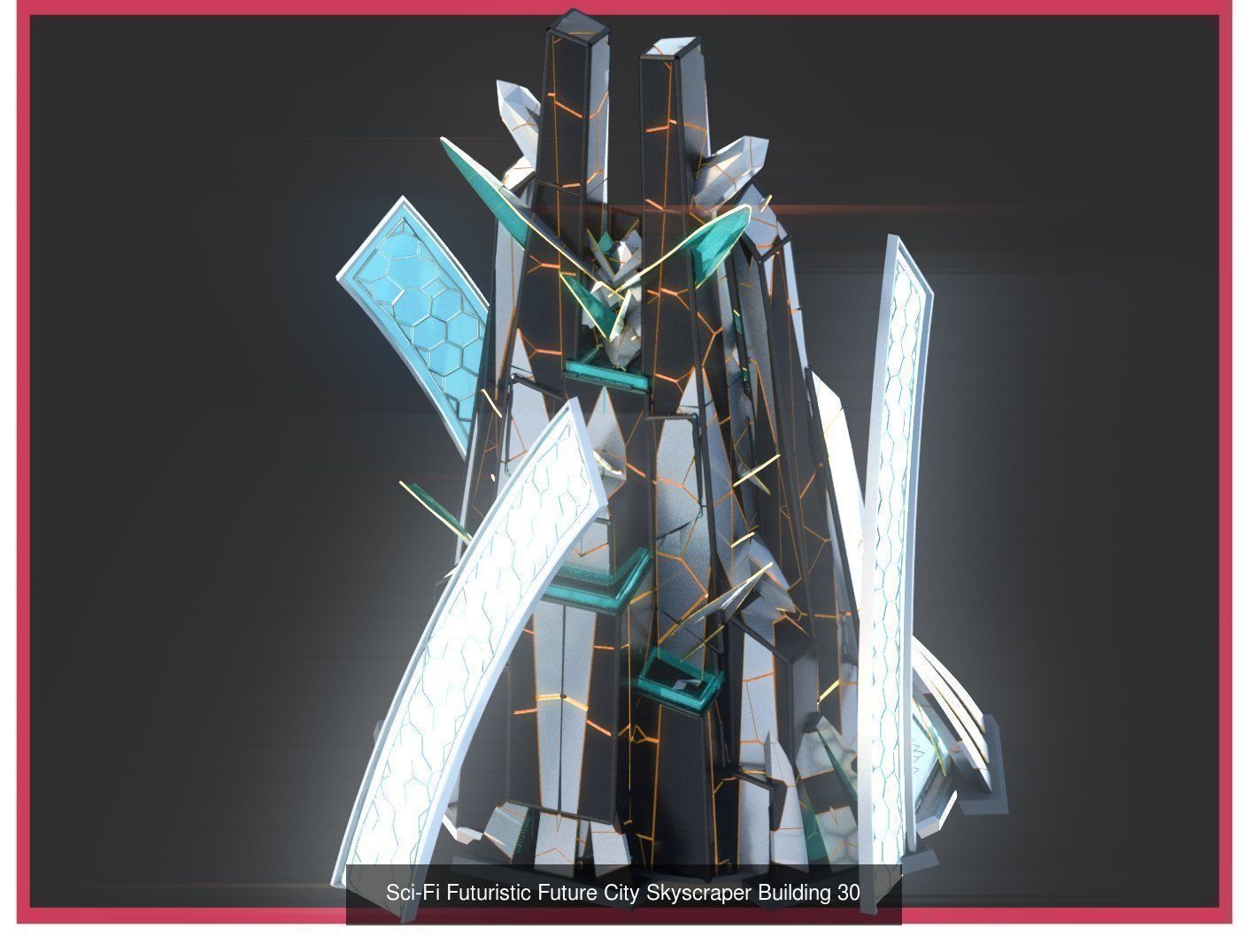 Sci-Fi Futuristic Future Fantasy City Building Pack Bundle 3D Model Collection_33