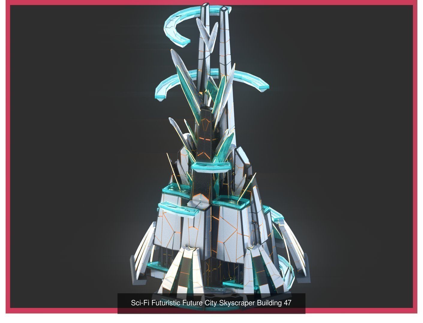 Sci-Fi Futuristic Future Fantasy City Building Pack Bundle 3D Model Collection_16