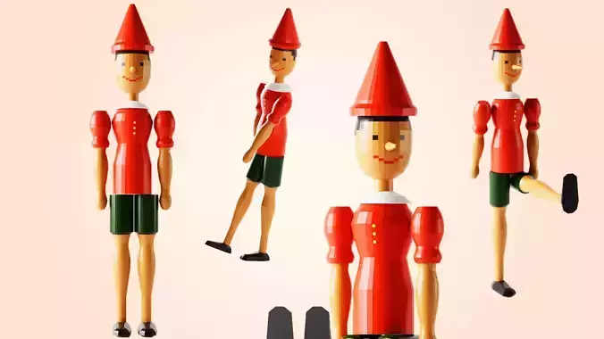 Pinocchio Toy Figurine Low-poly 3D model