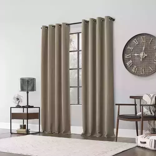 Linen Grommet Single Curtain Panel - 3 Colour 3D model