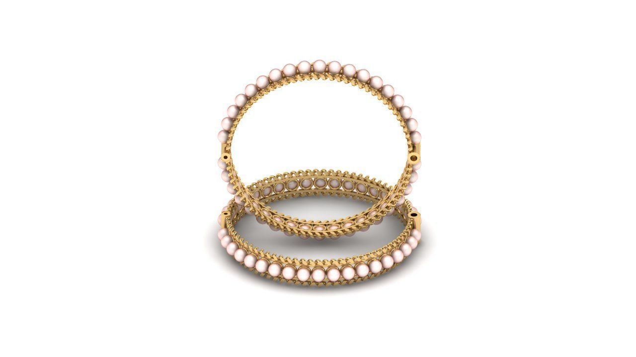 MM-BNG-01 two gold bangles with pearls 3D print model_1