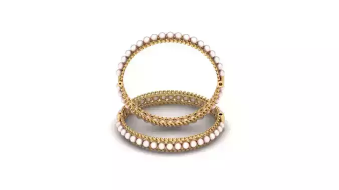 MM-BNG-01 two gold bangles with pearls