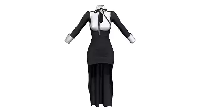 Tail Skirt Bow Tie Black And White Dress