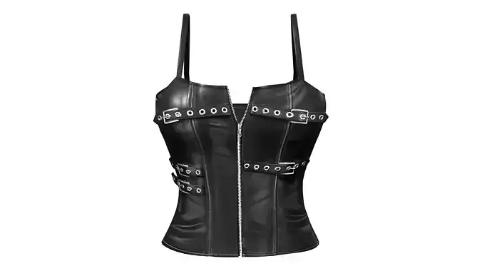 Leather Tank with Straps and Buckles