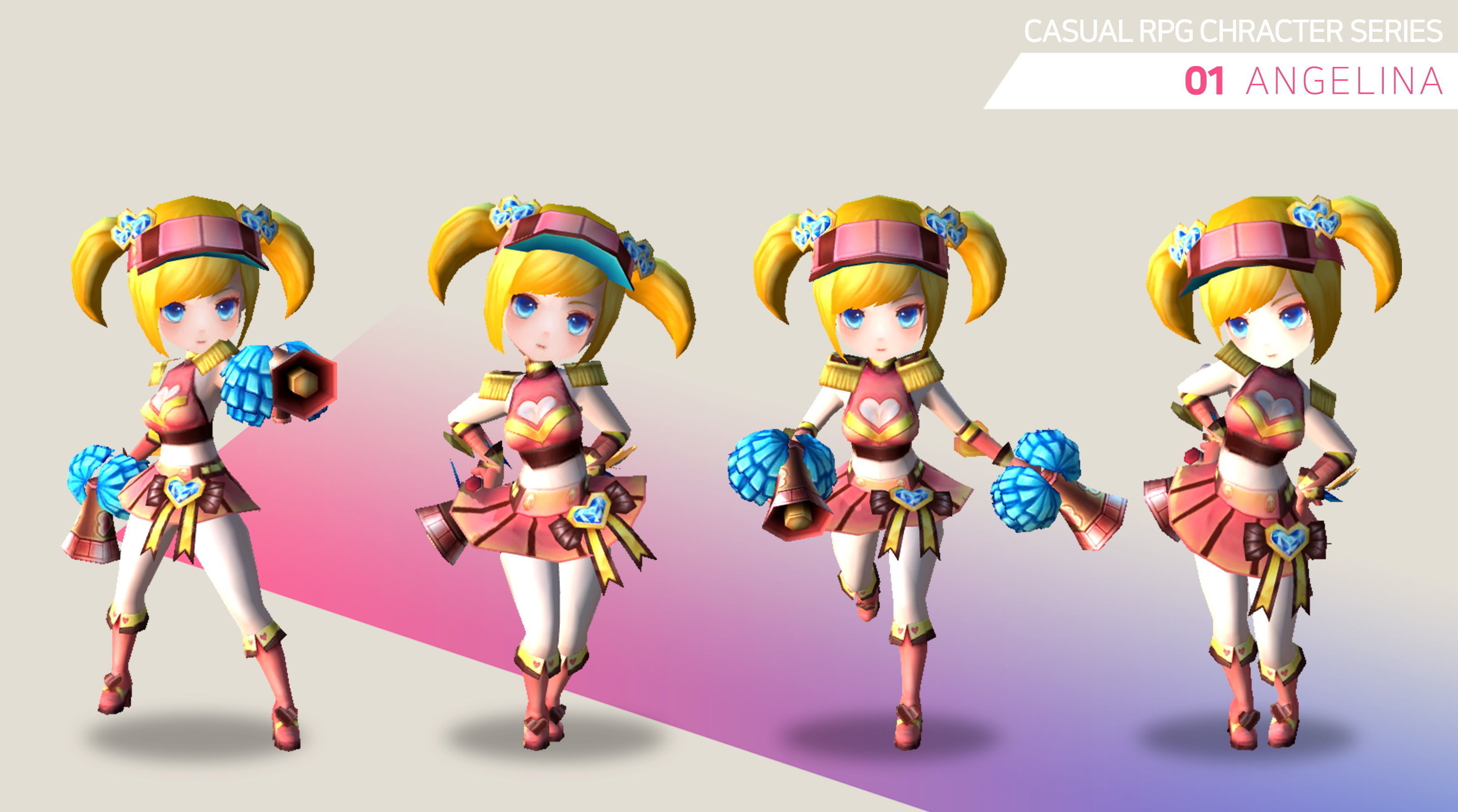 Casual RPG Character - 1 Angelina Low-poly 3D model_3