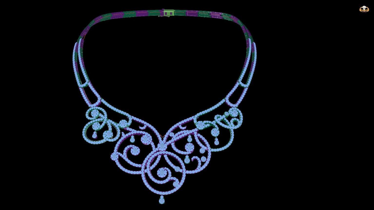 necklaces necklace with diamonds and ornate design 3D print model_1