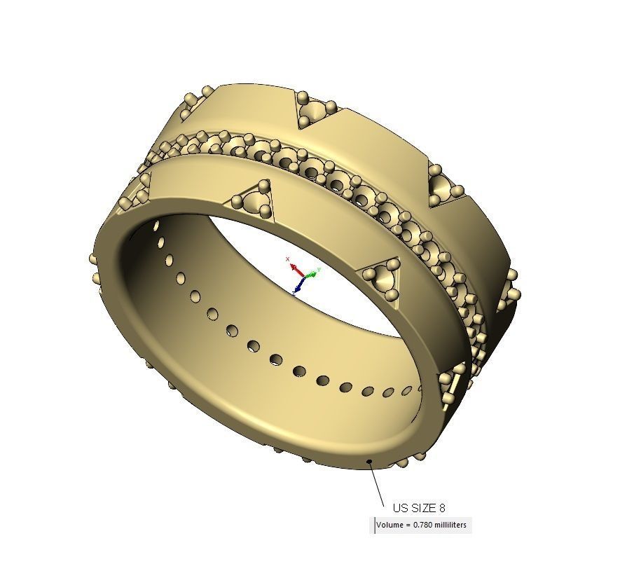 Diamond triangle double sides eternity ring US sizes 6 7 8 3D print model_16