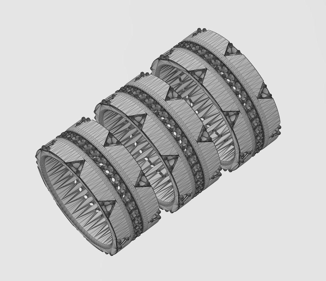 Diamond triangle double sides eternity ring US sizes 6 7 8 3D print model_12