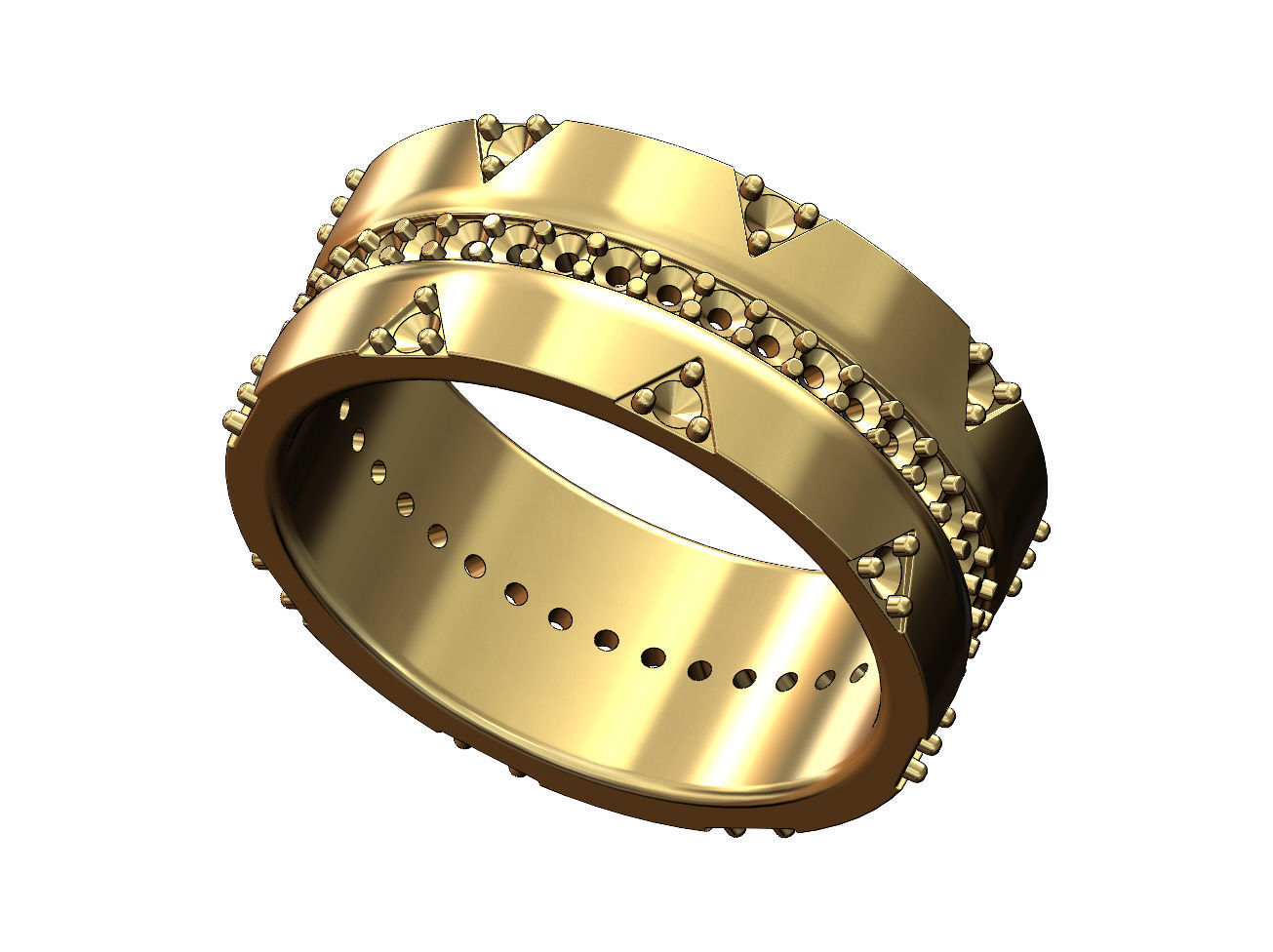 Diamond triangle double sides eternity ring US sizes 6 7 8 3D print model_4