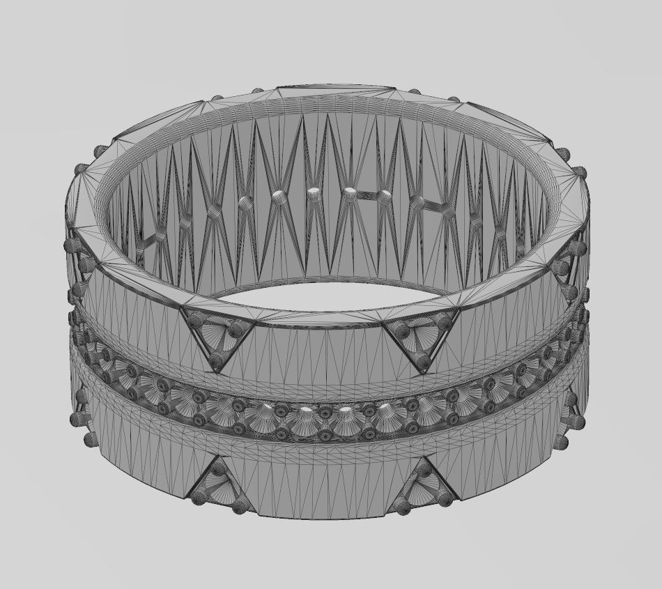 Diamond triangle double sides eternity ring US sizes 6 7 8 3D print model_13