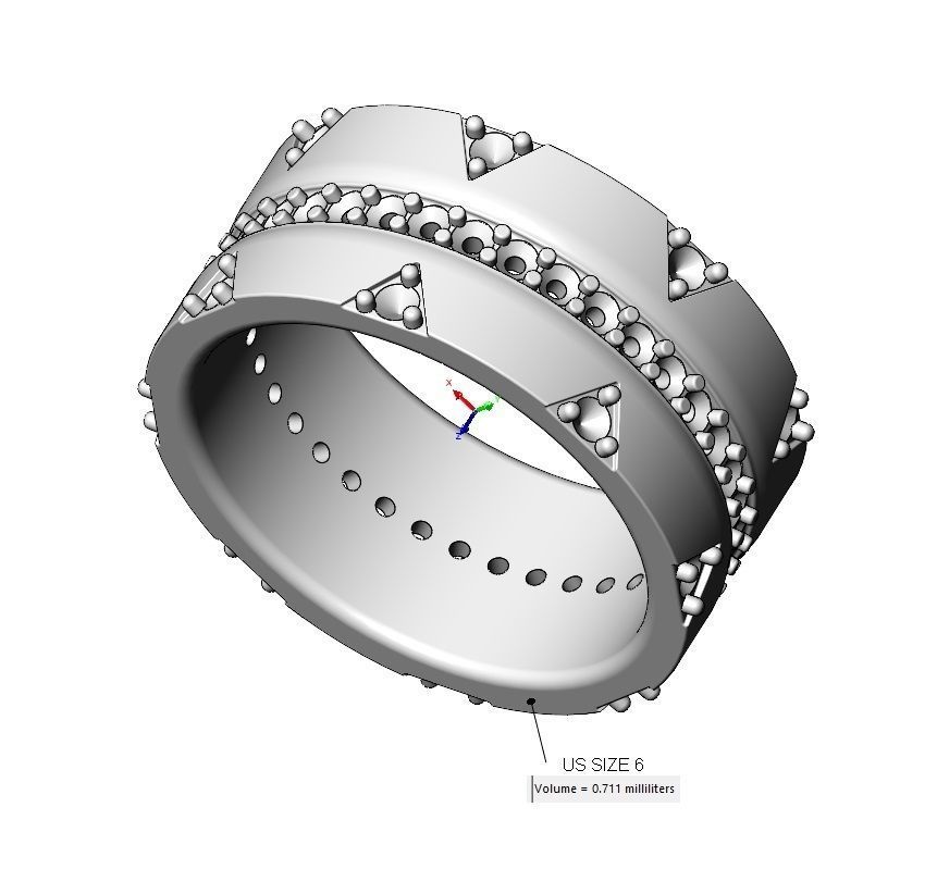 Diamond triangle double sides eternity ring US sizes 6 7 8 3D print model_9