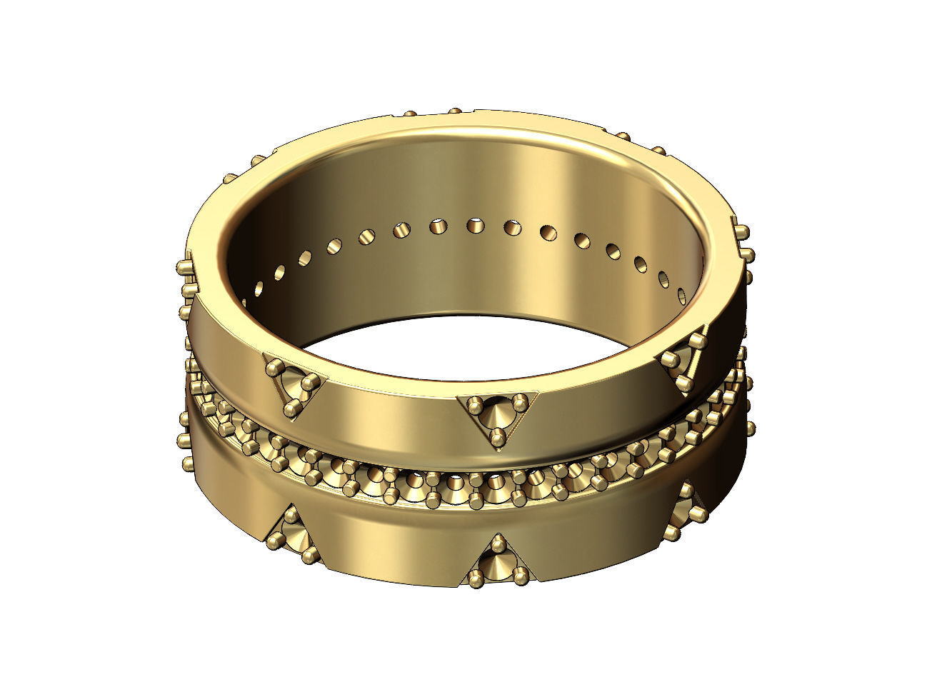 Diamond triangle double sides eternity ring US sizes 6 7 8 3D print model_5