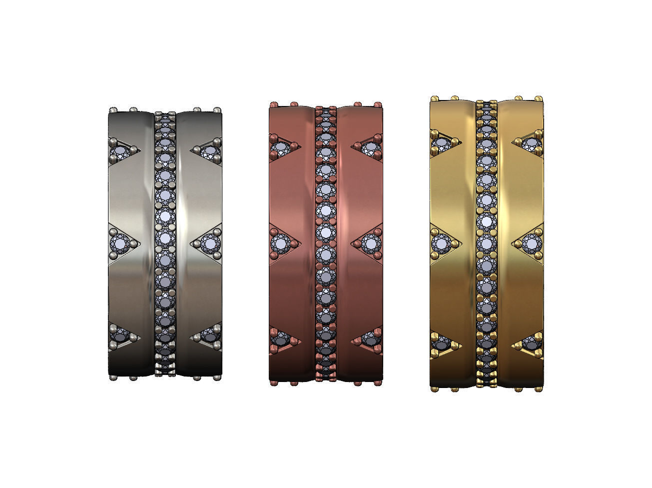 Diamond triangle double sides eternity ring US sizes 6 7 8 3D print model_1