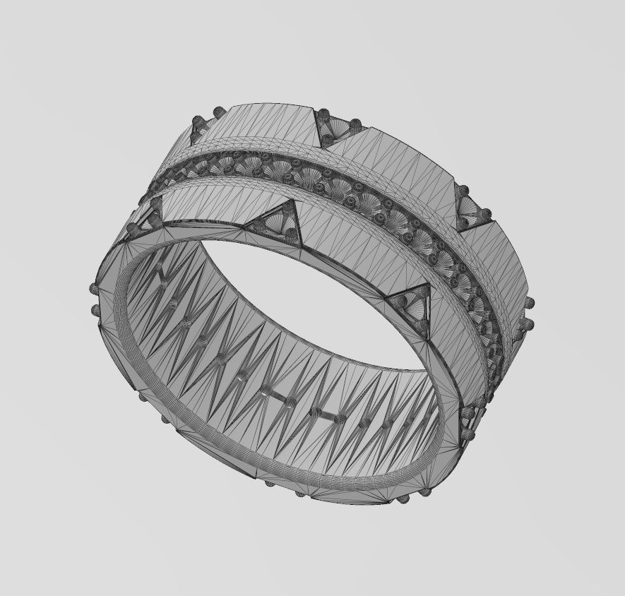 Diamond triangle double sides eternity ring US sizes 6 7 8 3D print model_14