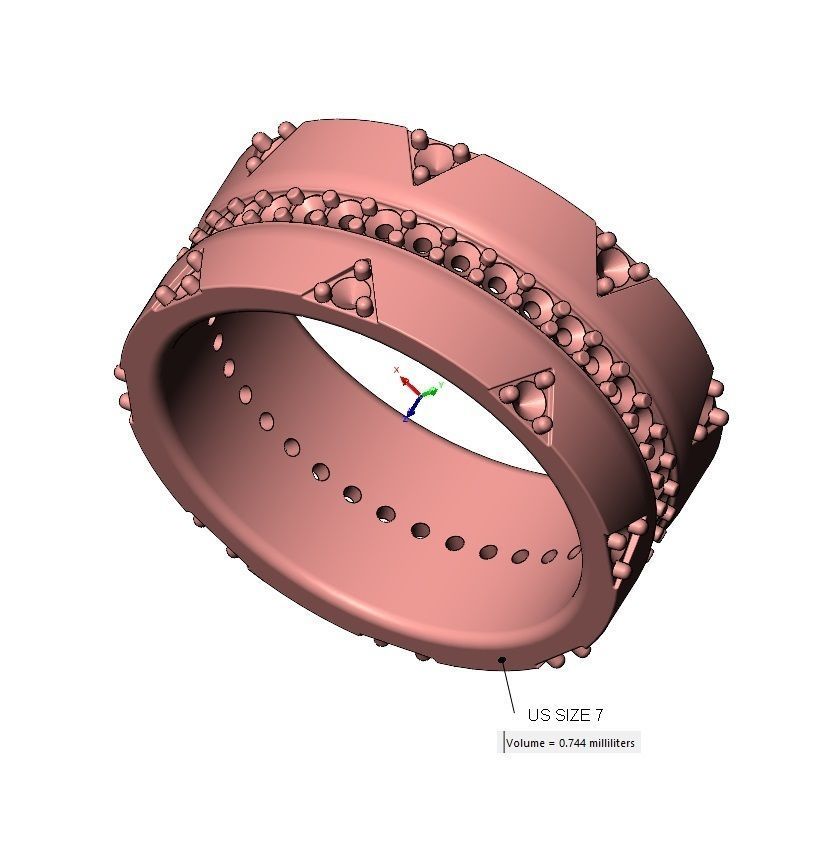 Diamond triangle double sides eternity ring US sizes 6 7 8 3D print model_10