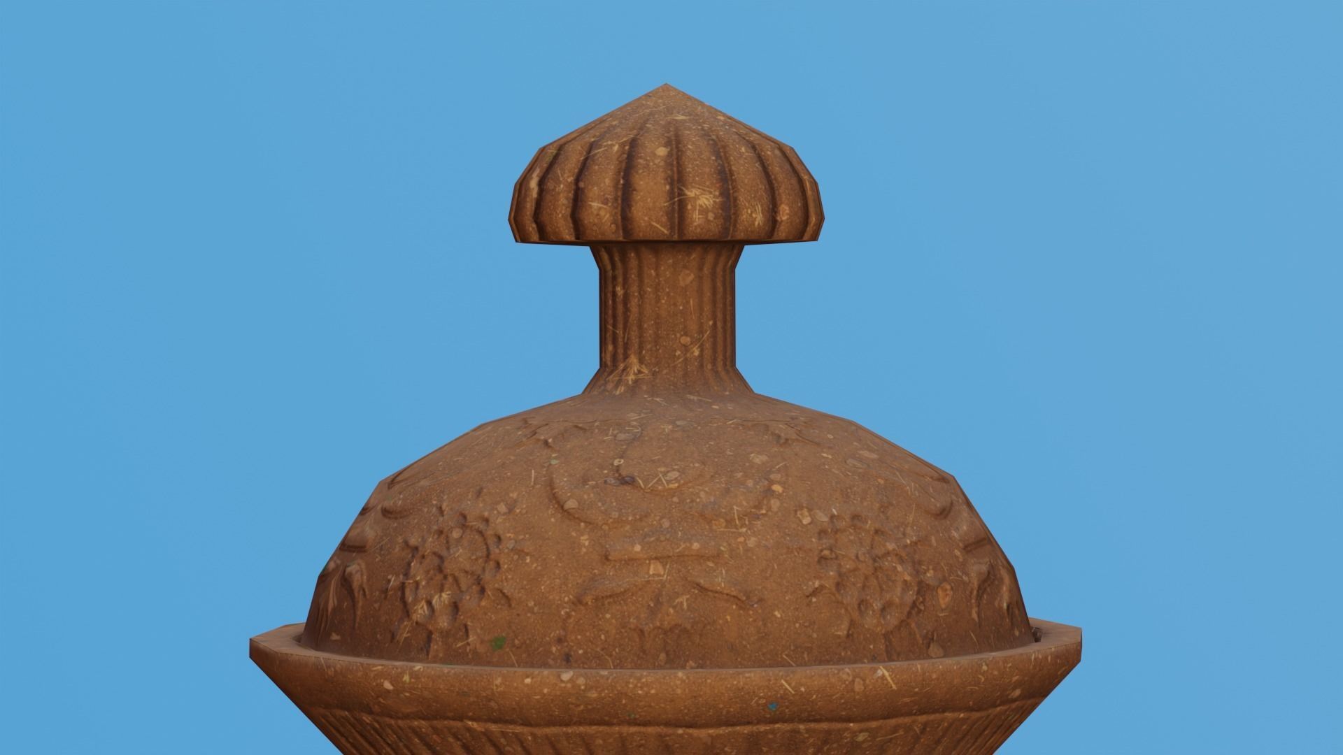 Ornate Clay Urn Low-poly 3D model_1