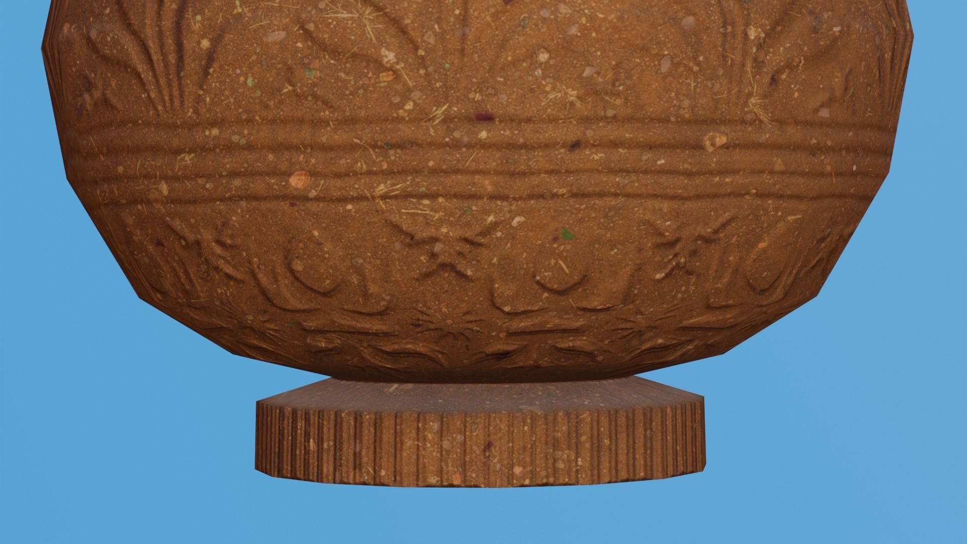 Ornate Clay Urn Low-poly 3D model_4