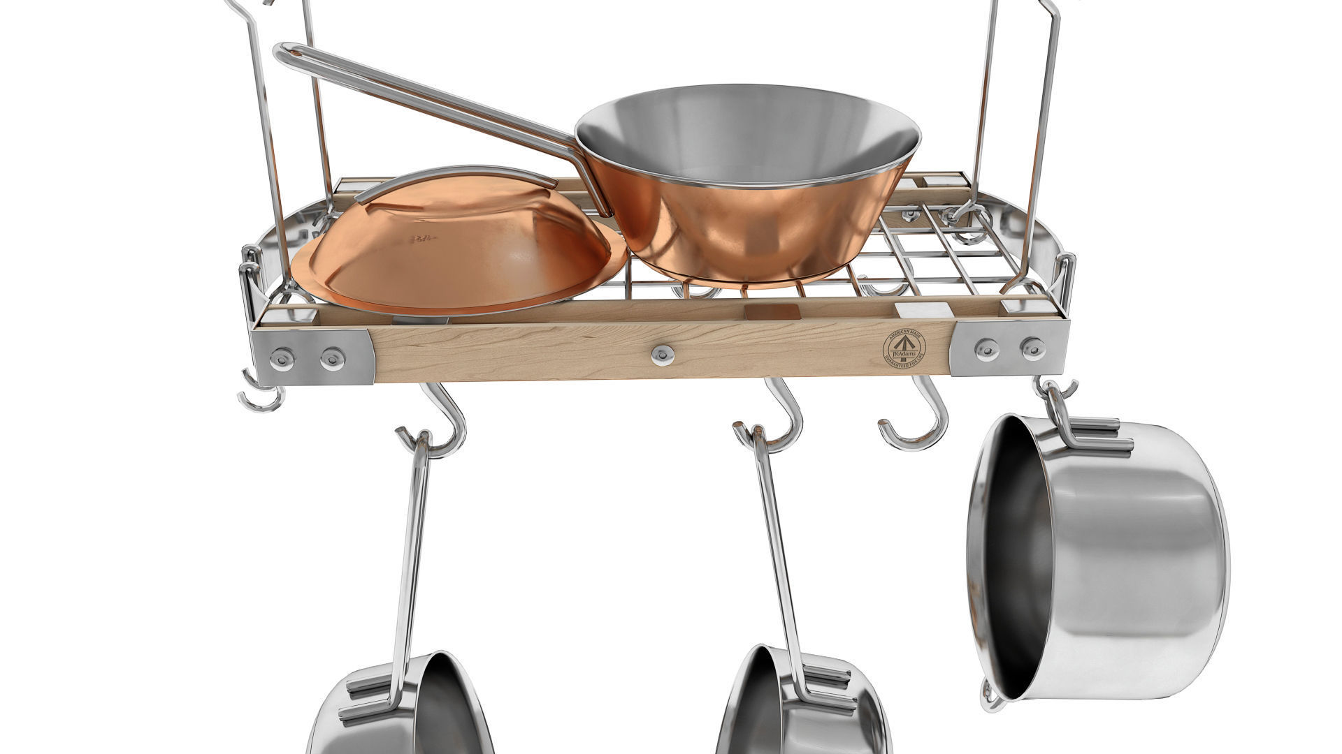 Ceiling Pot Rack - Hanging Shelf Kitchen with Pans 3D model_4