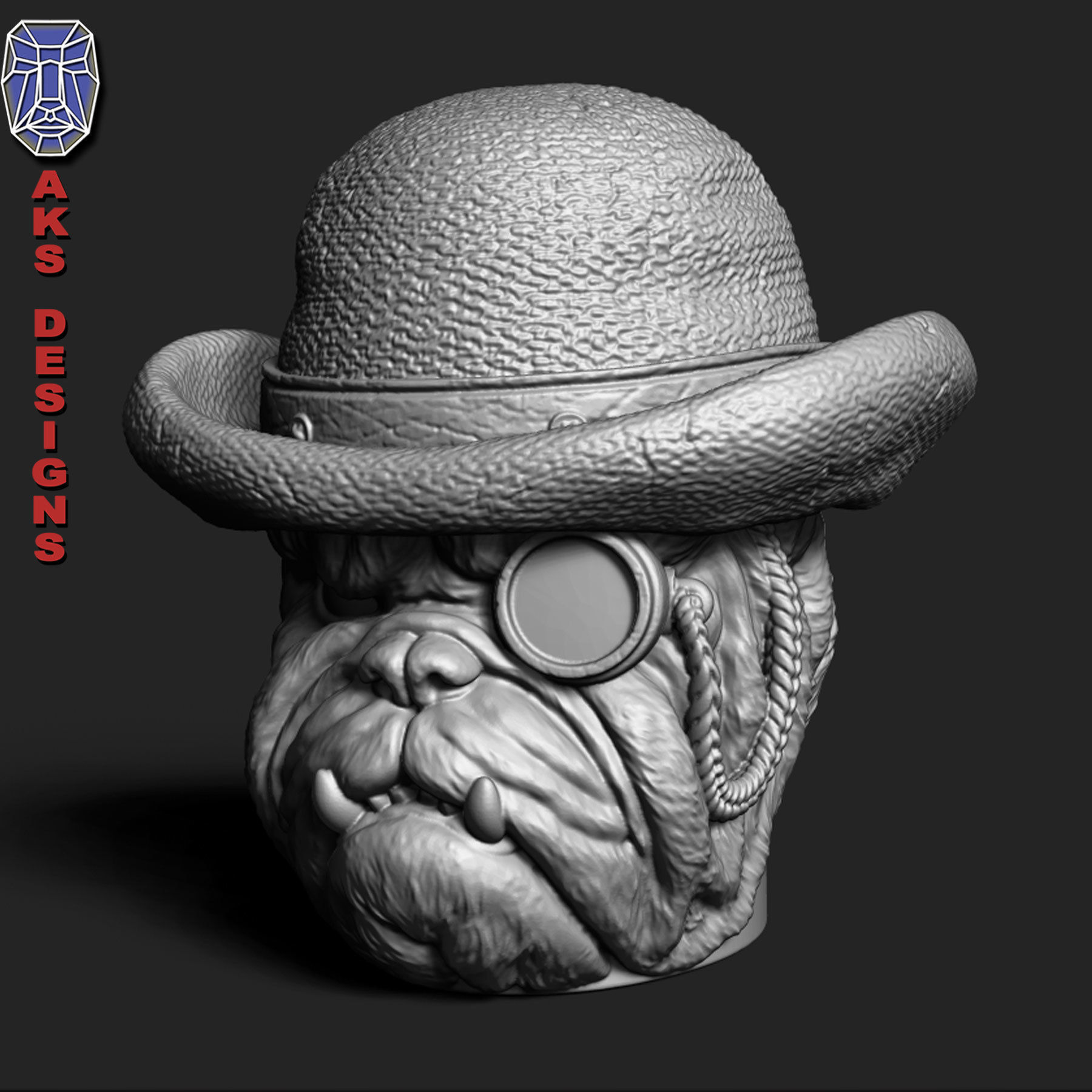 bulldog Gentlemen version 1 Penstand cum flowerpot 3D print model_1
