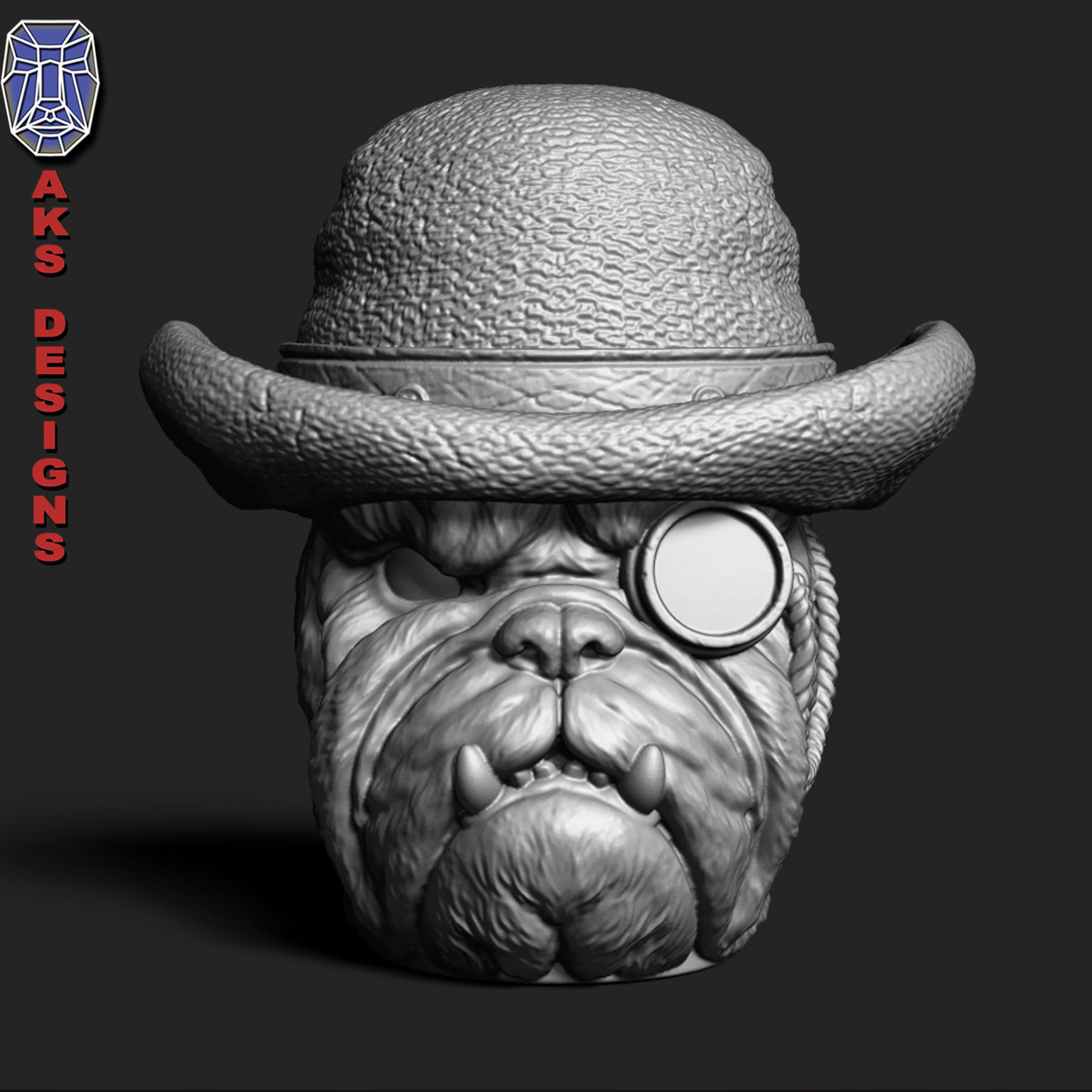 bulldog Gentlemen version 1 Penstand cum flowerpot 3D print model_8